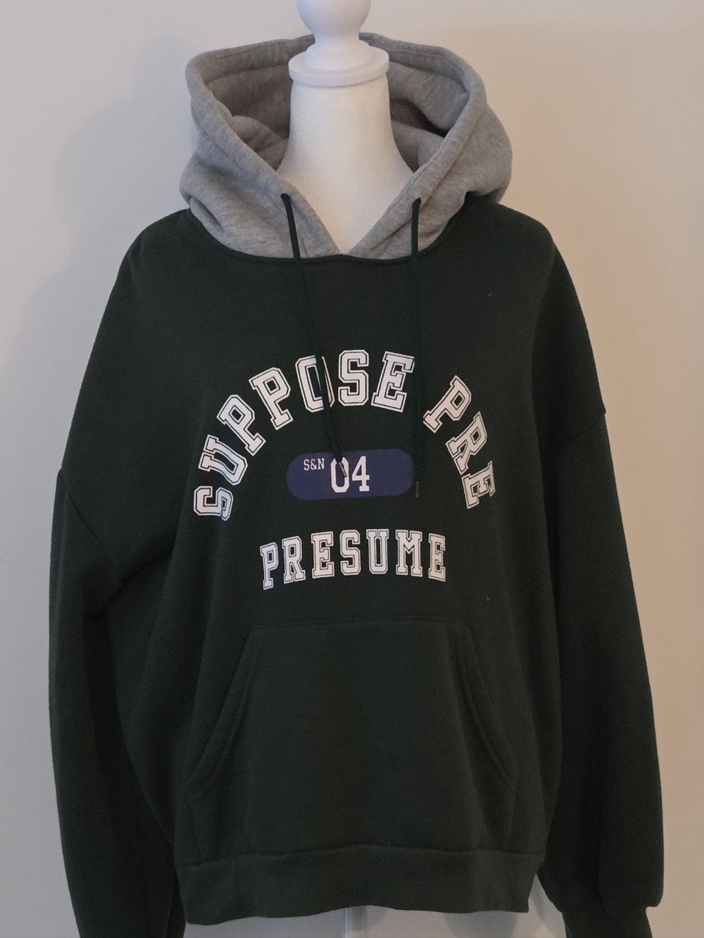 Women’s Dark Green Hoodie with Gray Contrast Hood